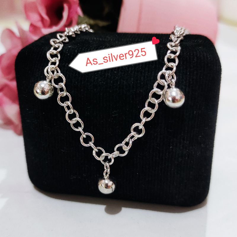 GELANG KAKI ANAK DAN BAYI PERAK ASLI SILVER 925 LAPIS MAS PUTIH - GK ANAK 5 LONCENG