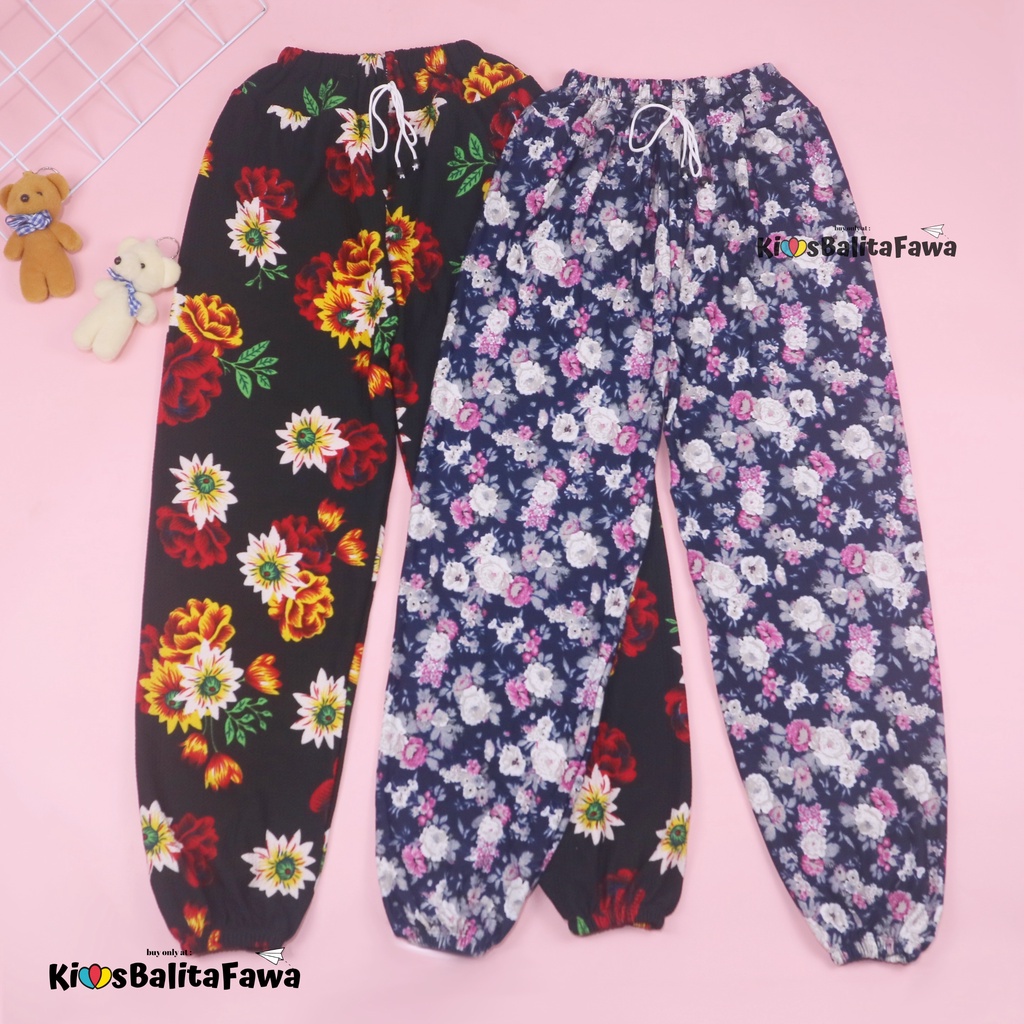 Jogger Bunga uk 5-6 Tahun / Joger Pants Scuba Premium Celana Panjang Anak Perempuan Import Kembang