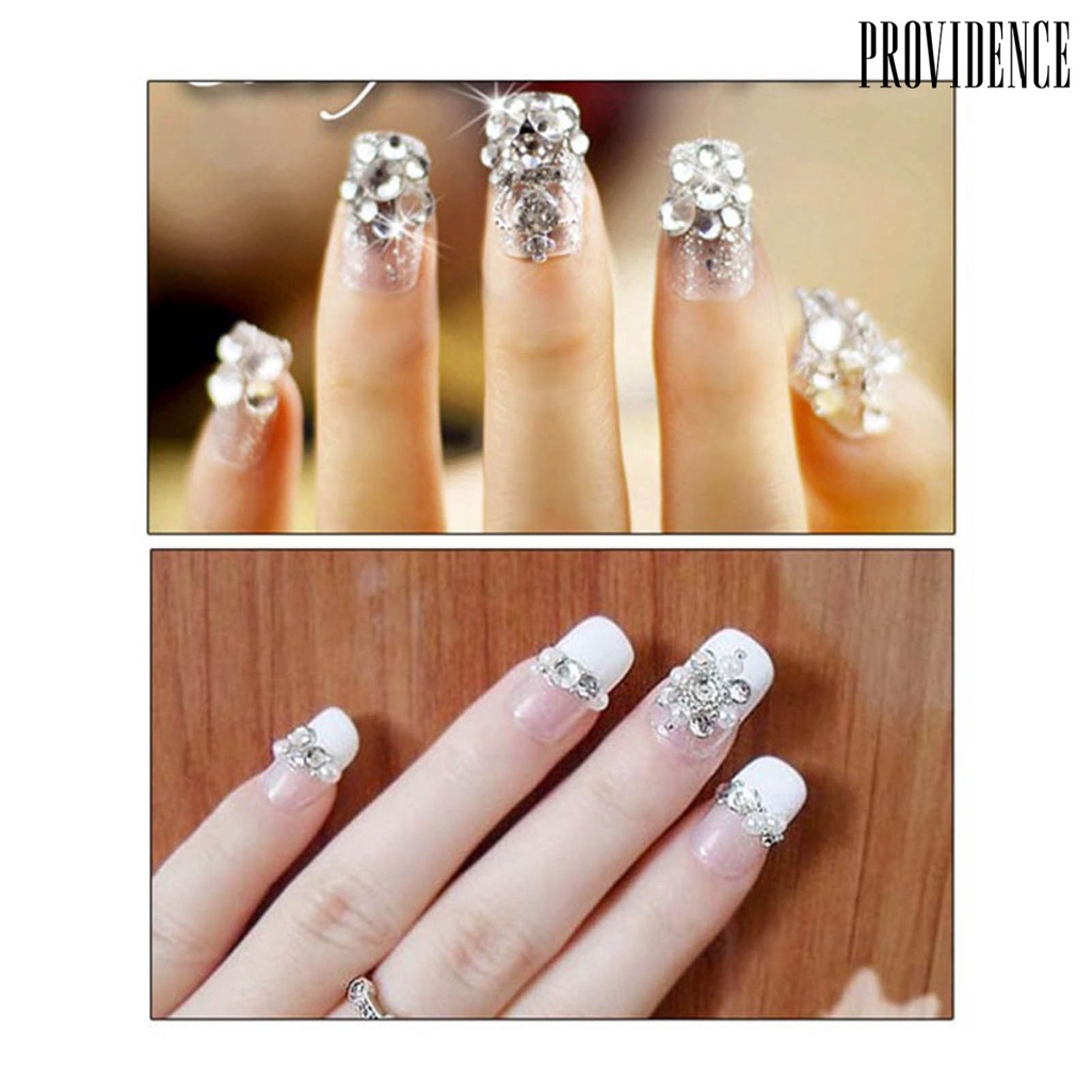 Providence 1440Pcs Manicure Decoration DIY Easy to Apply Glass Nail Transparent Flat Bottom Rhinestones for Phone Case