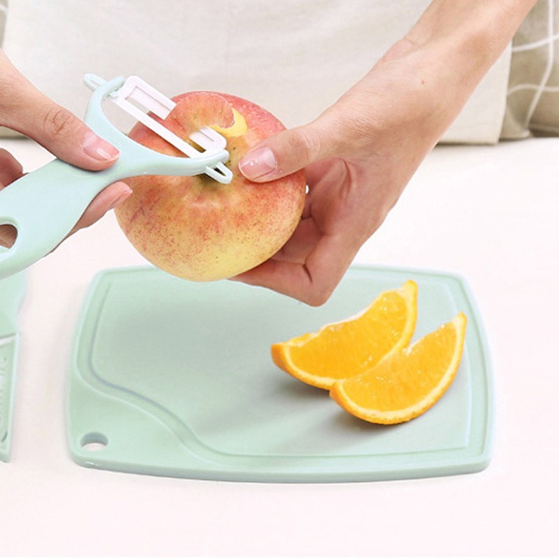 (BC) Pisau Set Keramik 3 in 1 Talenan Peeler Buah Perlengkapan MPASI-Bayi Online Shope