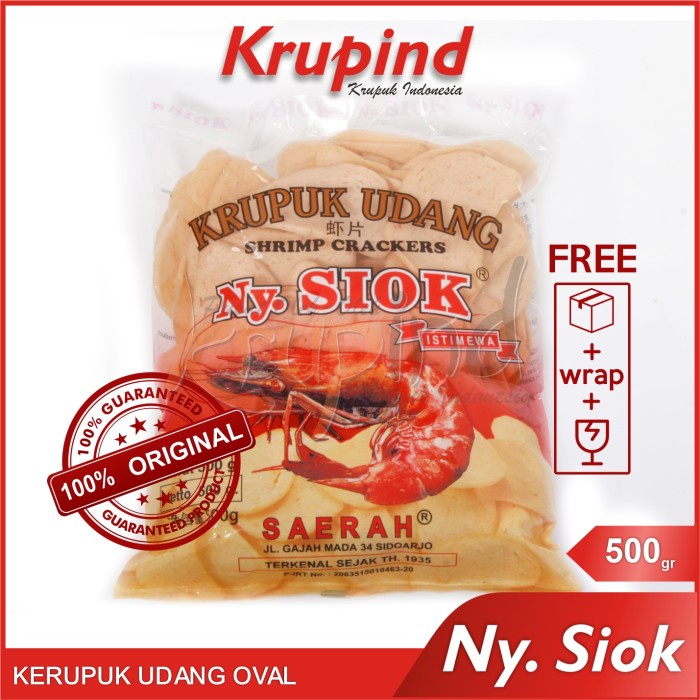 

MURAH Ny Siok / NySiok - Krupuk / Kerupuk Udang Oval 500gr - Krupind