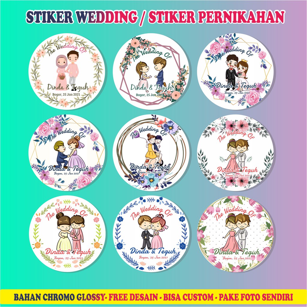 

STIKER WEDDING PERNIKAHAN I SOUVENIR I STIKER THANKS I MAKANAN I BOX DLL CUSTOM FREE DESAIN