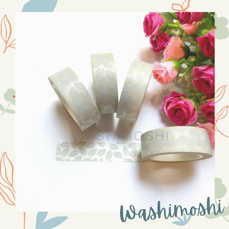 

Washimoshi Masking Washi Tape Grey Leaf Design