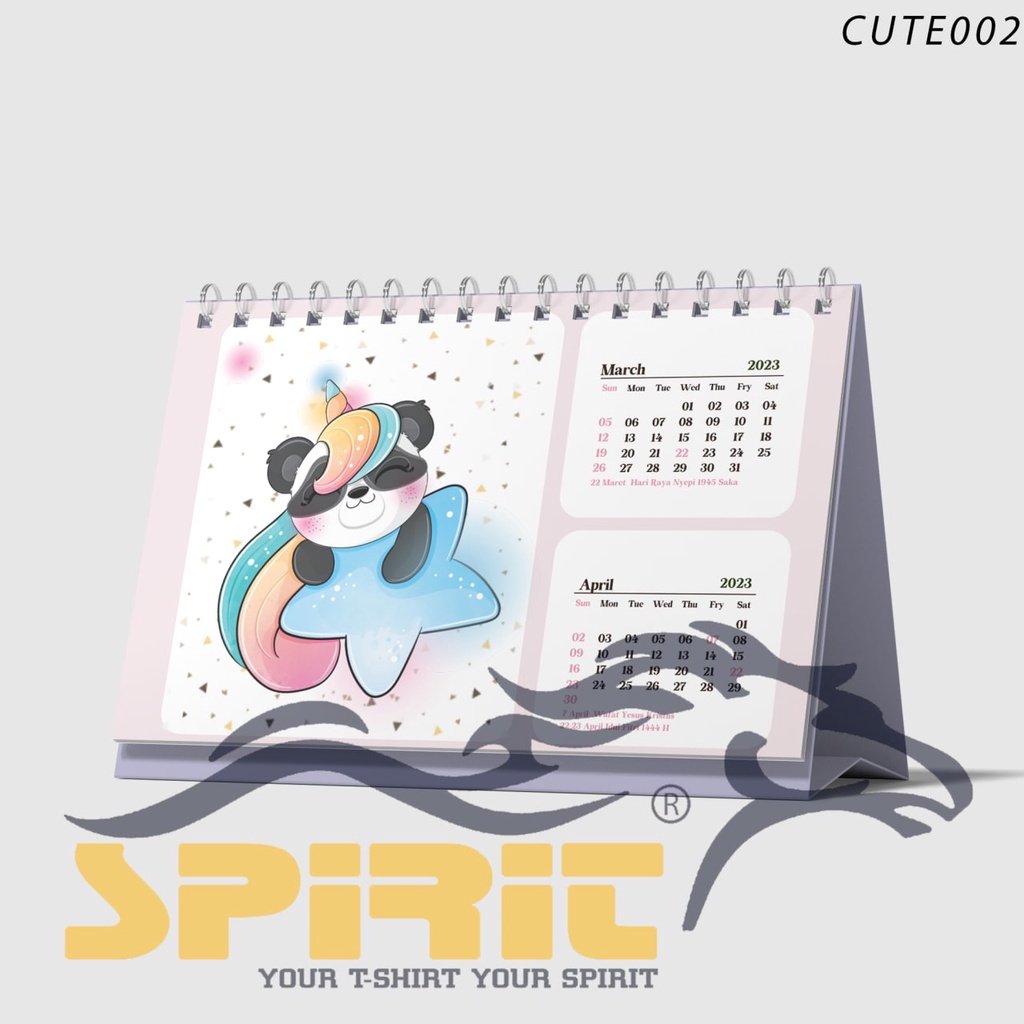 

Kalender Meja / Kalneder Duduk Tahun 2023 Desian Panda Cute