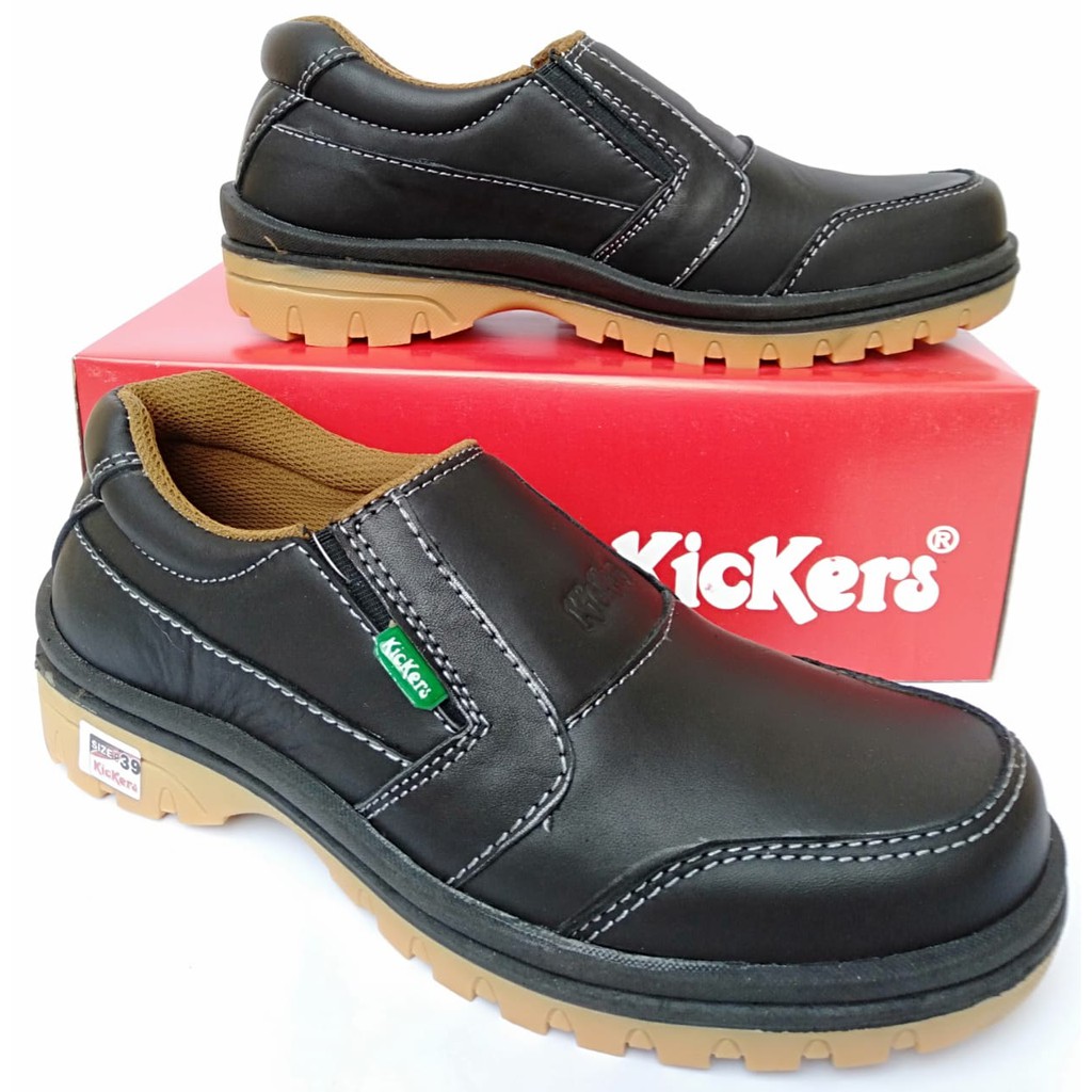 Sepatu kulit kickers pria casual asli original santai kasual slip on tanpa tali terbarumurahselopCOD