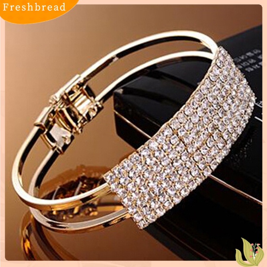 [Fresh] Gelang Bangle Cuff Kristal Bling Elegan untuk Hadiah Wanita