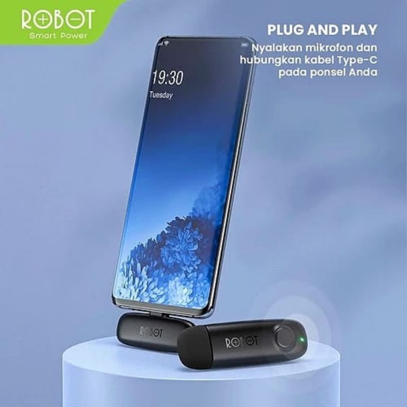 [Robot RS020] Microphone Bluetooth Usb Type C Mic Clip On Wireless