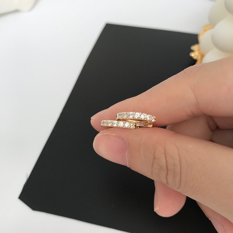 [ACKER] Kualitas Tinggi 18K Emas Glitter Diamond Hoop Earrings Untuk Wanita