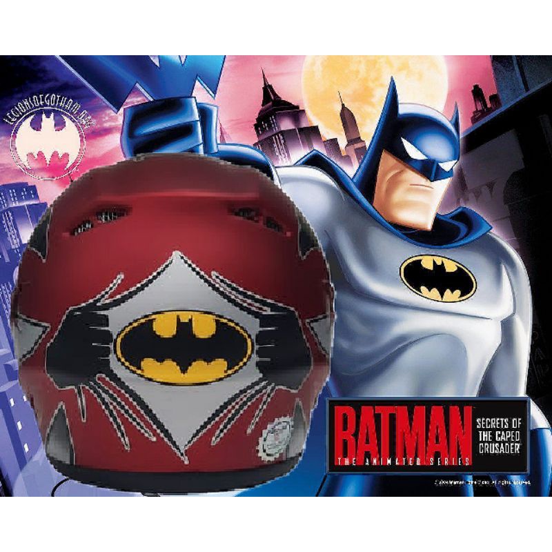 Helm Anak SKY/JM JUNIOR Usia 3-8 Tahun Motif BATMAN Maroon Doff