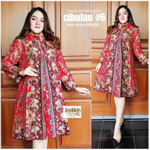 Tunik katun santika pias cibulan #6 atasan batik wanita motif bunga super halus baju aeregam seragaman ibu cewek kekinian