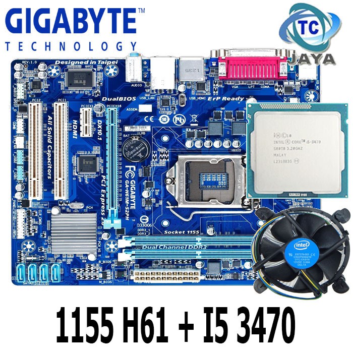 MOBO LGA 1155 H61 GIGABYTE + PROCESSOR CORE I5 3470