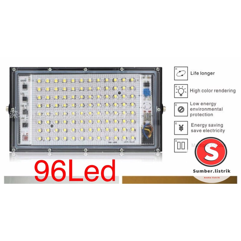 LAMPU SOROT / TEMBAK LED SLIM 50 WATT / 50W / SLIM LED FLOODLIGHT50 WATT AC 220V