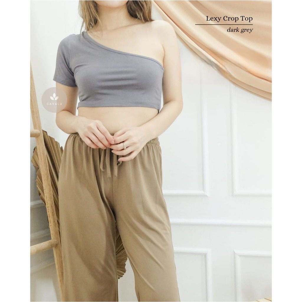 CAVALU 132 Lexy Crop Top One Shoulder Atasan Wanita Murah