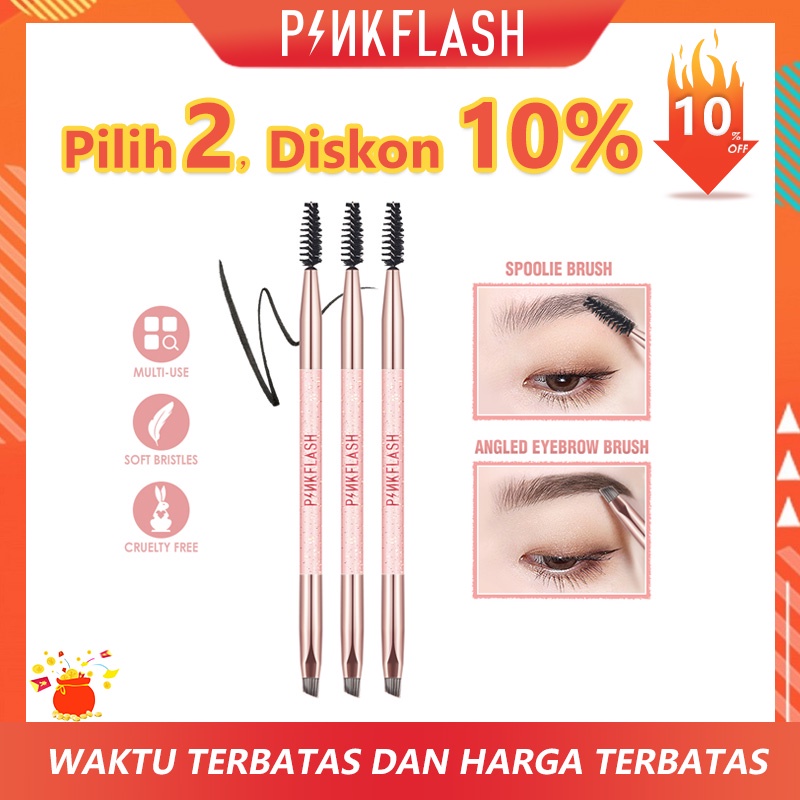 Pinkflash Double-headed Eyebrow Brush Multi Use Duo Makeup Tool Spoolie Brush Eyeshadow Brush Angled Brow Brush Eyelash Brush Eye Makeup