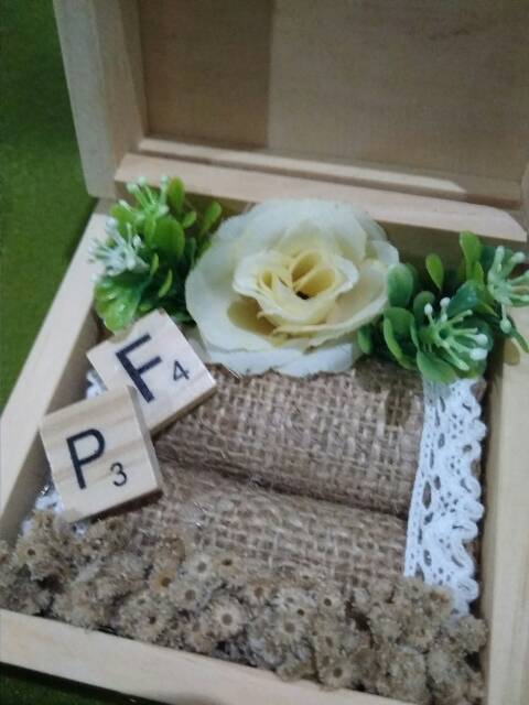 BA03 Kotak cincin hias ringbox hias simple ring box rustic