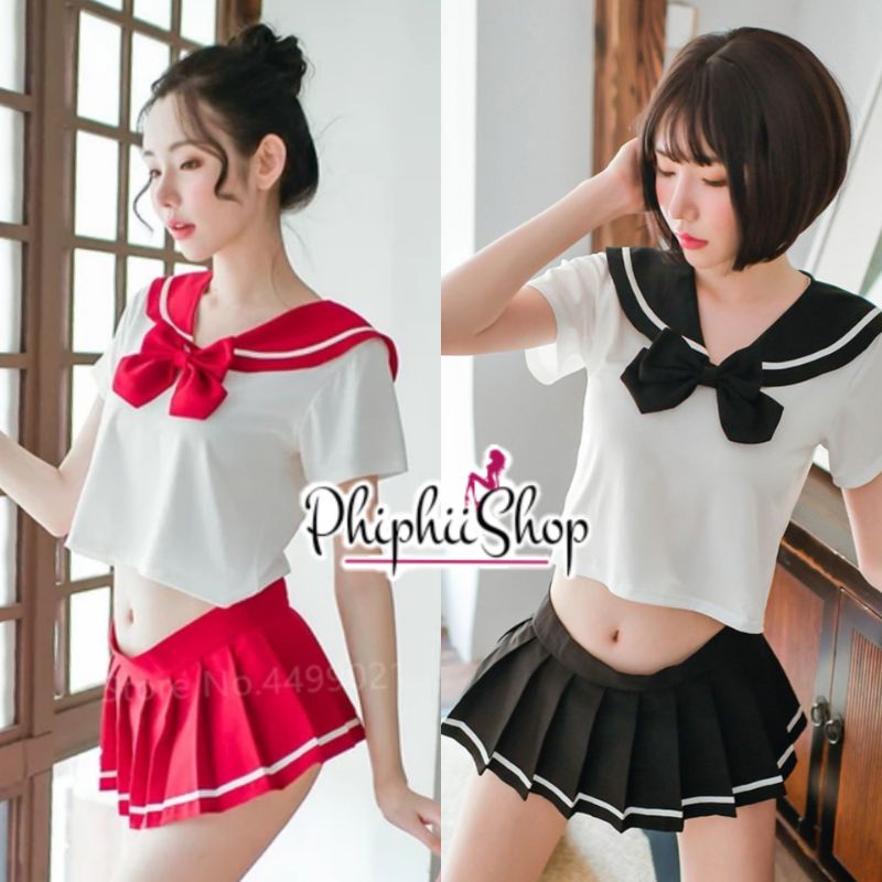 PREMIUM Sexy Cosplay Seragam Sekolah Jepang Seifuku Sailor School Model Pita