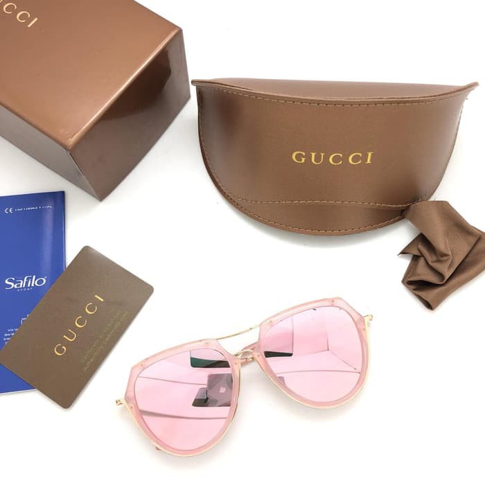 Promo Kacamata Wanita   Gucci HK386   Box Resleting   On Model Pink Berkualitas