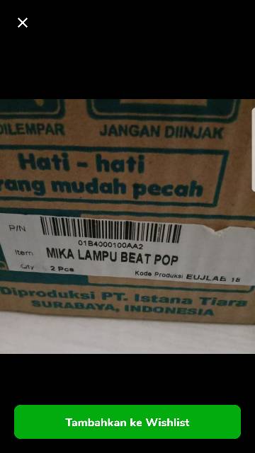 Mika lampu depan Beat Pop