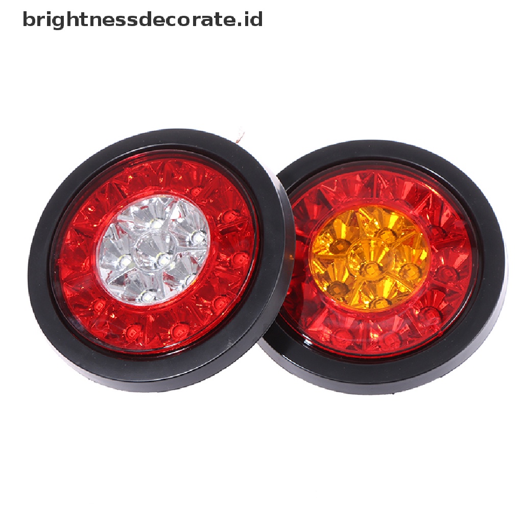 (Birth) Lampu Belakang / Sein / Rem 16-led 4 &quot;Bentuk Bulat Warna Merah / Amber Untuk Truk / Trailer