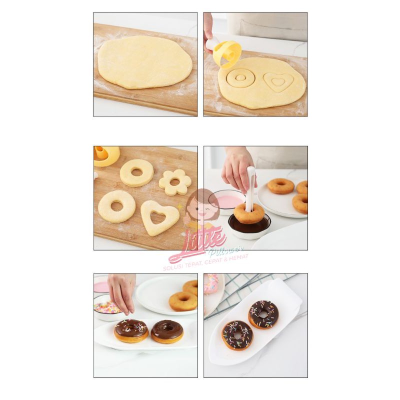 Cetakan Donat Set - Cetakan kue donat bulat hati bunga - Cetakan Donat Plastik