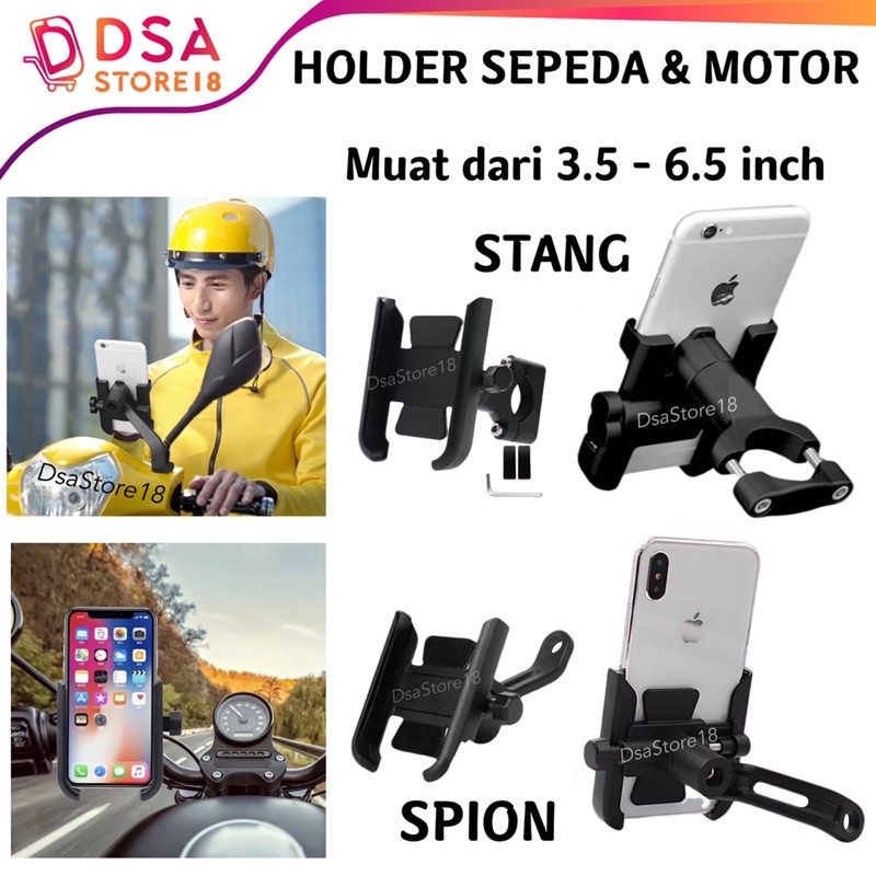 READY Phone Holder Motor / Holder Hp Motor Besi di Spion Motor / Stand Holder Dudukan HP Spion