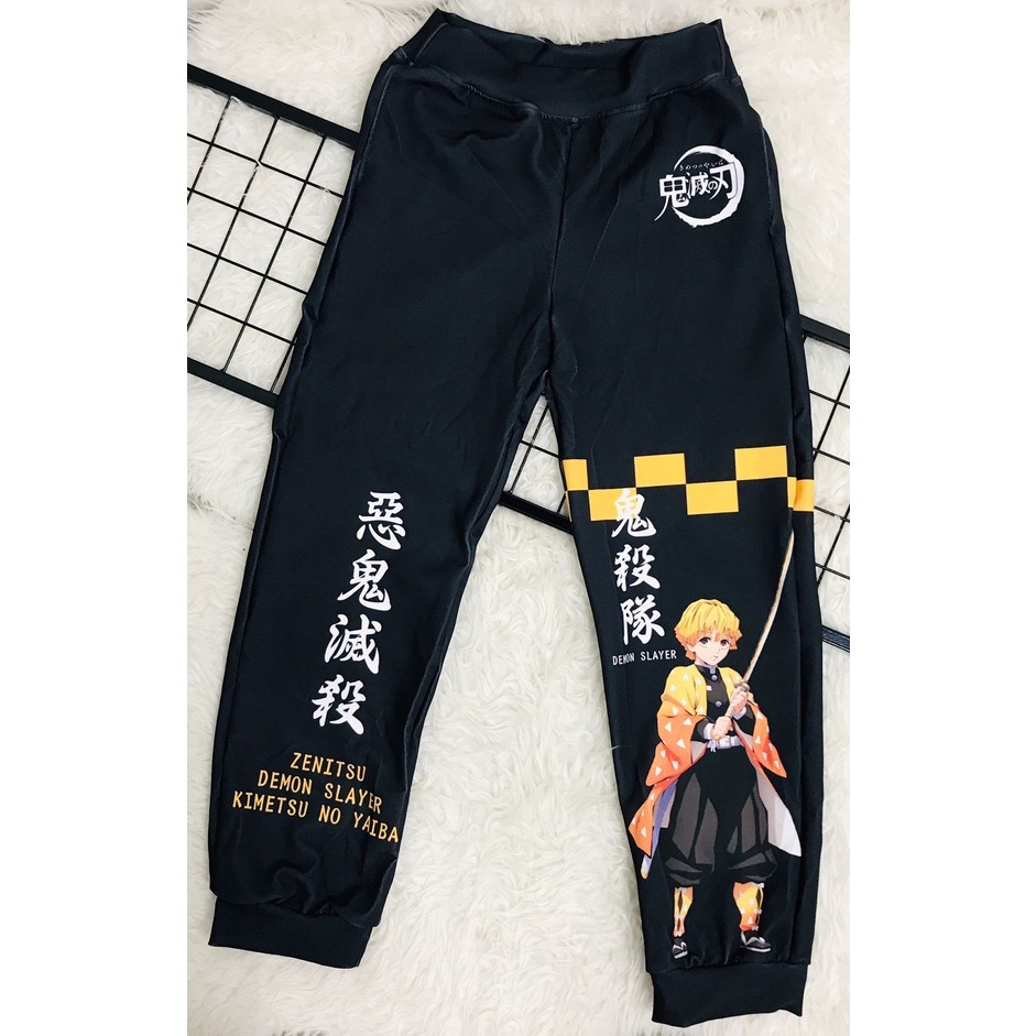 Celana Olahraga Jogger Pants Zenitsu Kanji Black Premium Unisex