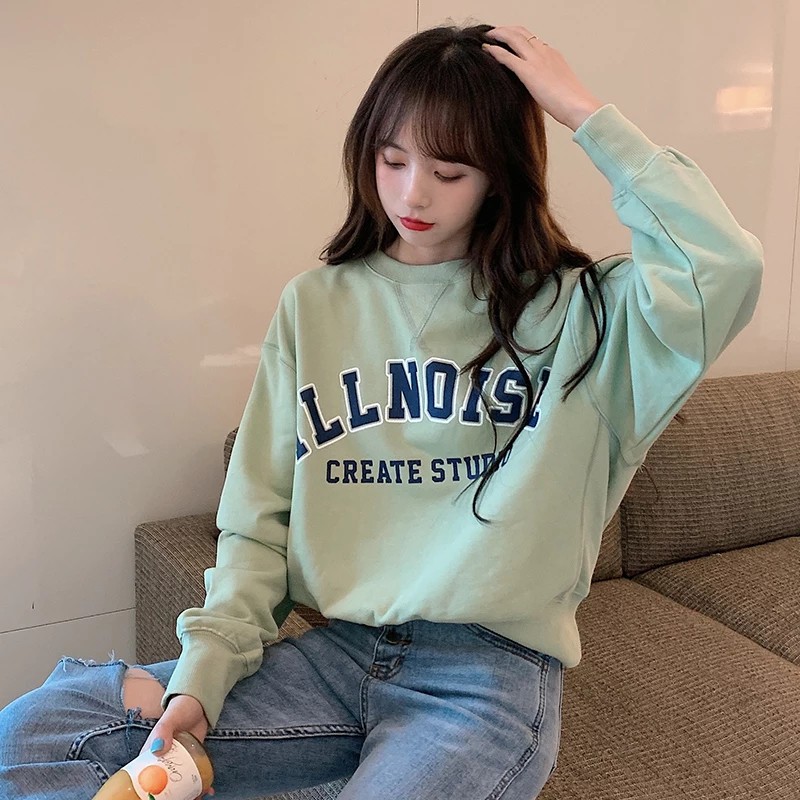 SWEATER WANITA ILLNOISE // ATASAN WANITA KOREA PREMIUM // CREWNECK FLEECE TEBAL KEKINIAN TERBARU,