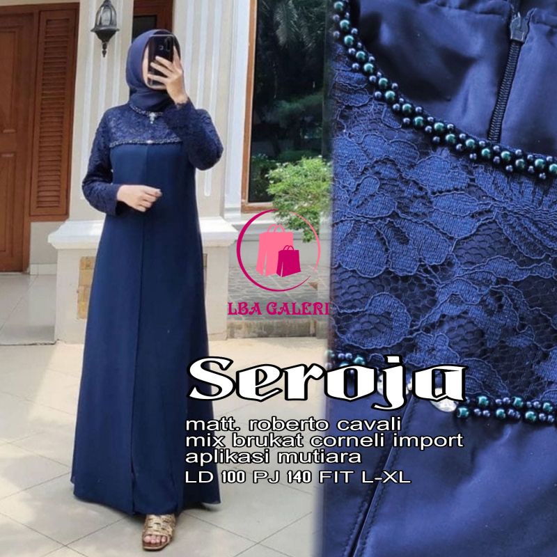 Seroja Dress ELDE 12 Maxy Aulia Maxi Brukat Kekinian Gamis Kondangan Bridesmaid Gamis muslimah remaj