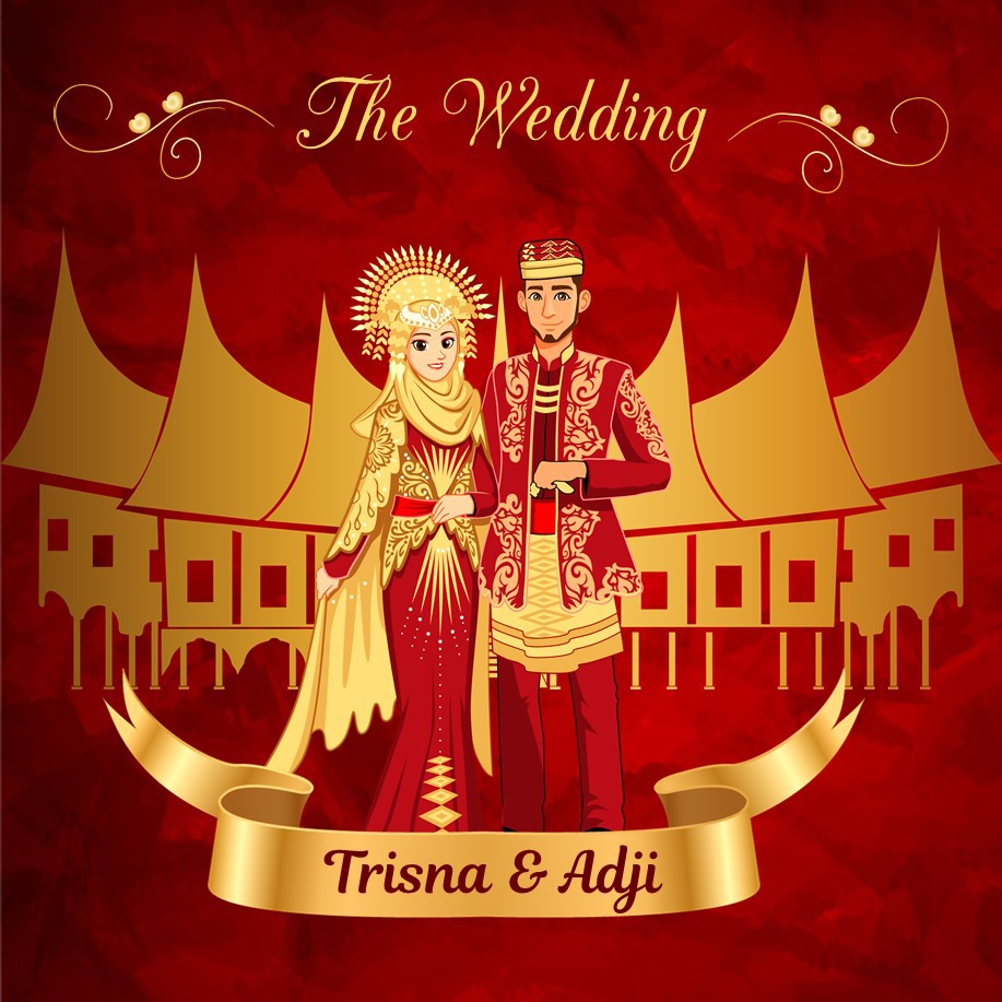 Undangan Digital Pernikahan Video Adat Minang Padang Emas Bagonjong Maroon Gold Wedding Invitation