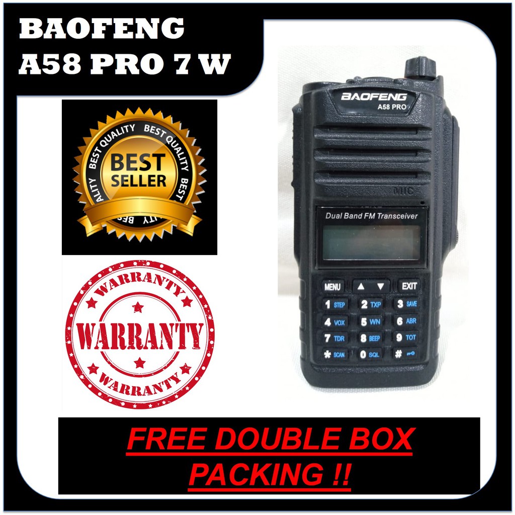 HT Baofeng A58 PRO 7 Watt, Dual Band BF A 58 Waterproof Bofeng VHF UHF UV 4800 mah Battery Bopeng