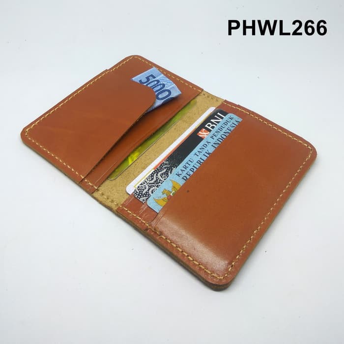 dompet kartu kulit asli card wallet warna tan PHWL266