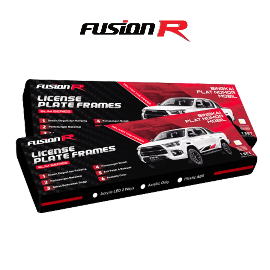 Tempat Plat Nomor Mobil Mika Acrilic Frame Plat Nomor Mobil Dudukan Plat Nomor FUSION R Slim Design SET DEPAN BELAKANG