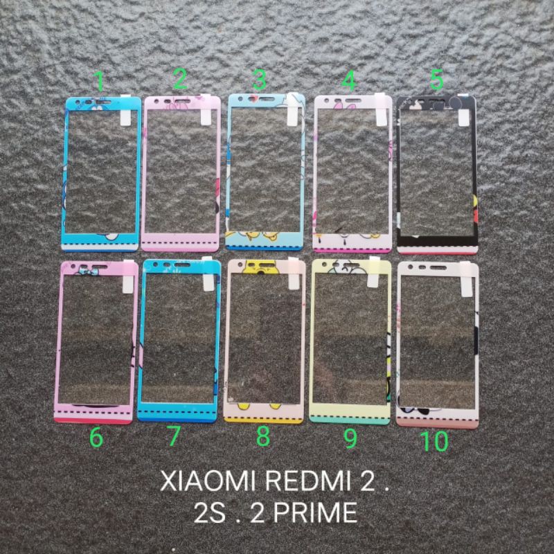 Tempered glass Xiaomi Redmi 2 . Redmi 2S . Redmi 2 Prime motif gambar anti gores kaca screen guard