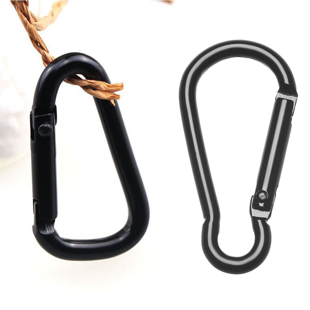 Pineapple 3 /6/9pcs D Carabiner Hitam Packback Gesper Gantungan Kunci Outdoor