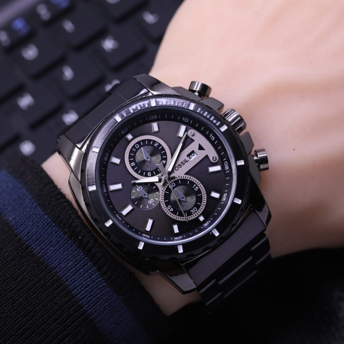 Jam Tangan Pria Terbaru Jam tangan pria fossil chrono variasi - Hitam Jam Tangan Cowok Fashion Bisa 