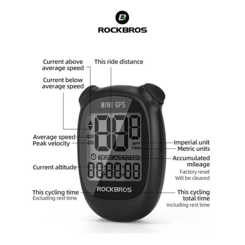 ROCKBROS M3 Mini gps Bike Computer Speedometer Wireless - 9 Fungsi