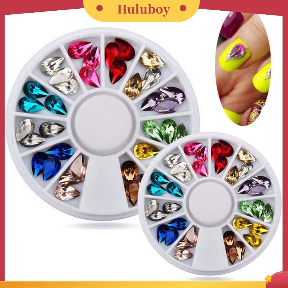 Huluboy Huluboy♡ Tempat Penyimpanan Bentuk Roda Isi Manik-Manik Kuku 3D Warna Campur