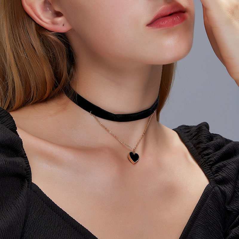 Beautiful Flannel Necklace Sexy Double-layer Love Pendant Necklace Clavicle Chain