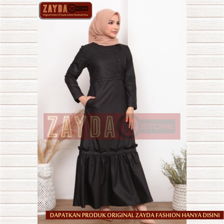 Gamis Remaja Terbaru Gamis Zayda Fashion Gamis Wanita Katun Original ZG87 Black