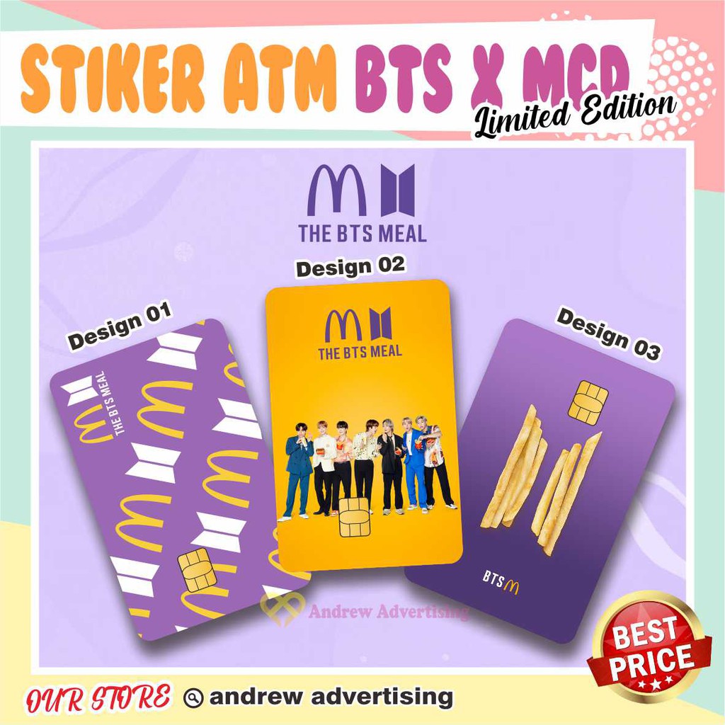 STIKER BTS MEAL MCD | GARSKIN / STIKER KARTU ATM / SKIN KARTU ATM / DEBIT / CREDIT / EMONEY / FLAZZ