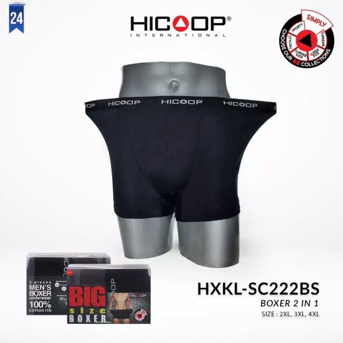 CELANA DALAM KOLOR BOXER PRIA BIG SIZE HICOOP ISI 2 HXKL-SC222 - XXL
