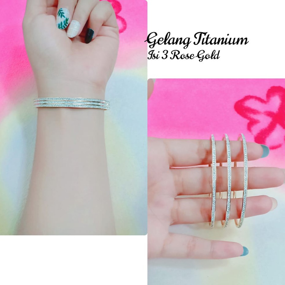 GELANG KERONCONG TITANIUM FULL MATA ISI 3