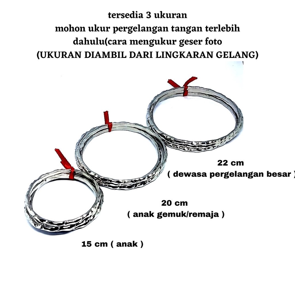 GELANG KERONCONG BAJA PUTIH,GELANG KERONCONG WANITA,GELANG KRONCONG ANAK,BAHAN BESI PUTIH DIJAMIN ANTI KARAT TERSEDIA 3 UKURAN