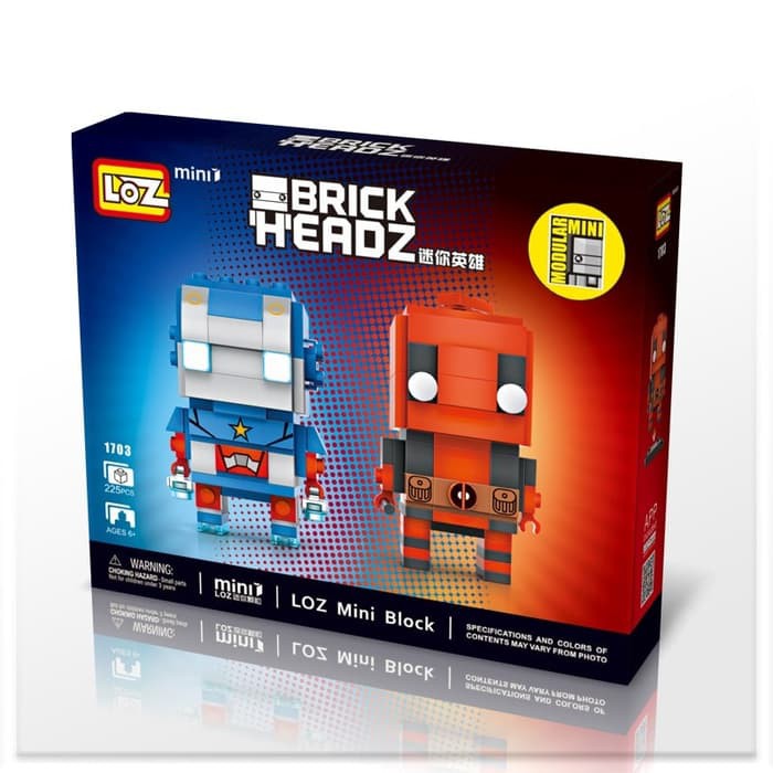 EXCLUSIVE LOZ Mini Brick Headz 2 in 1 Captain America & Deadpool H817