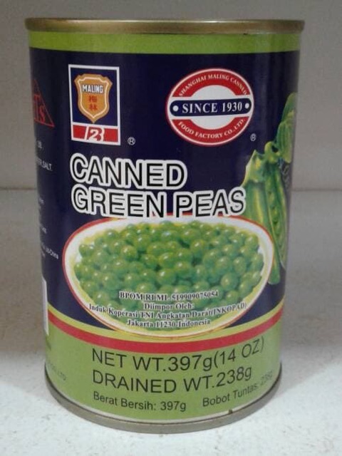 Canned Green Peas / Kacang Polong Dalam Kaleng TTS 397gr