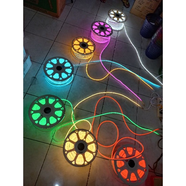 Paket Lampu LED Strip Neon Flex / Fleksibel AC 220V  Lengkap Tinggal Colok Langsung Nyala 1 / 2 / 3 / 4 / 5 meter