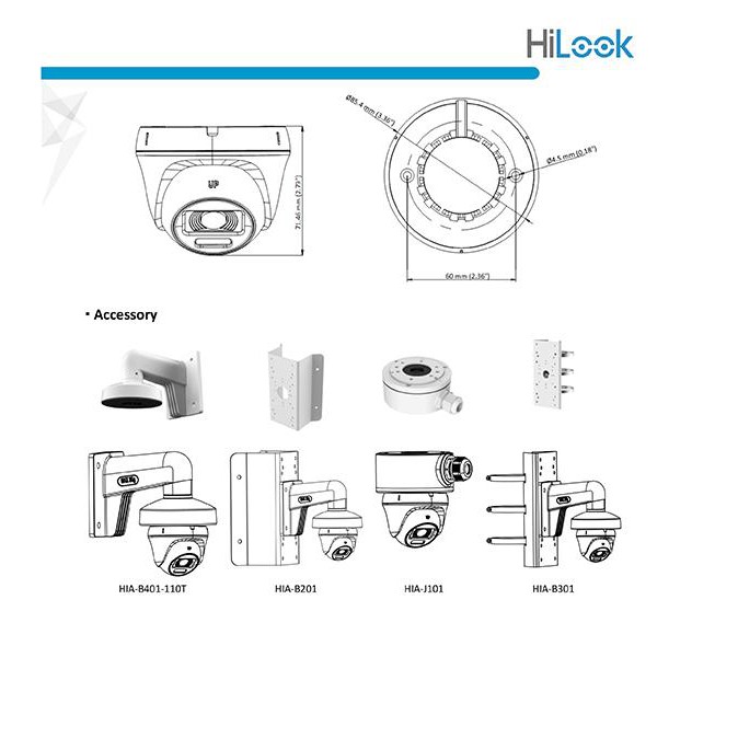 Berwarna Camera Cctv Hilook 2Mp Colorvu T129-P Turbo Hd Original By Hikvision Original Hilook