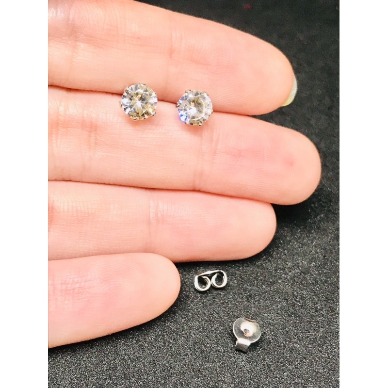 Anting Tusuk Permata silver Titanium anti karat