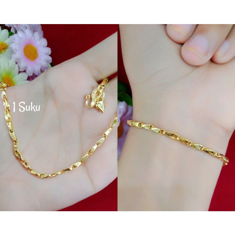 gelang dewasa motif padi emas muda