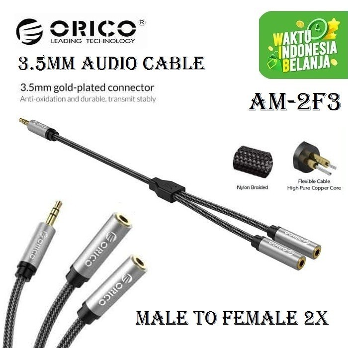 ORICO AM-2F3 2in1 3.5mm M to F Audio Cable Black